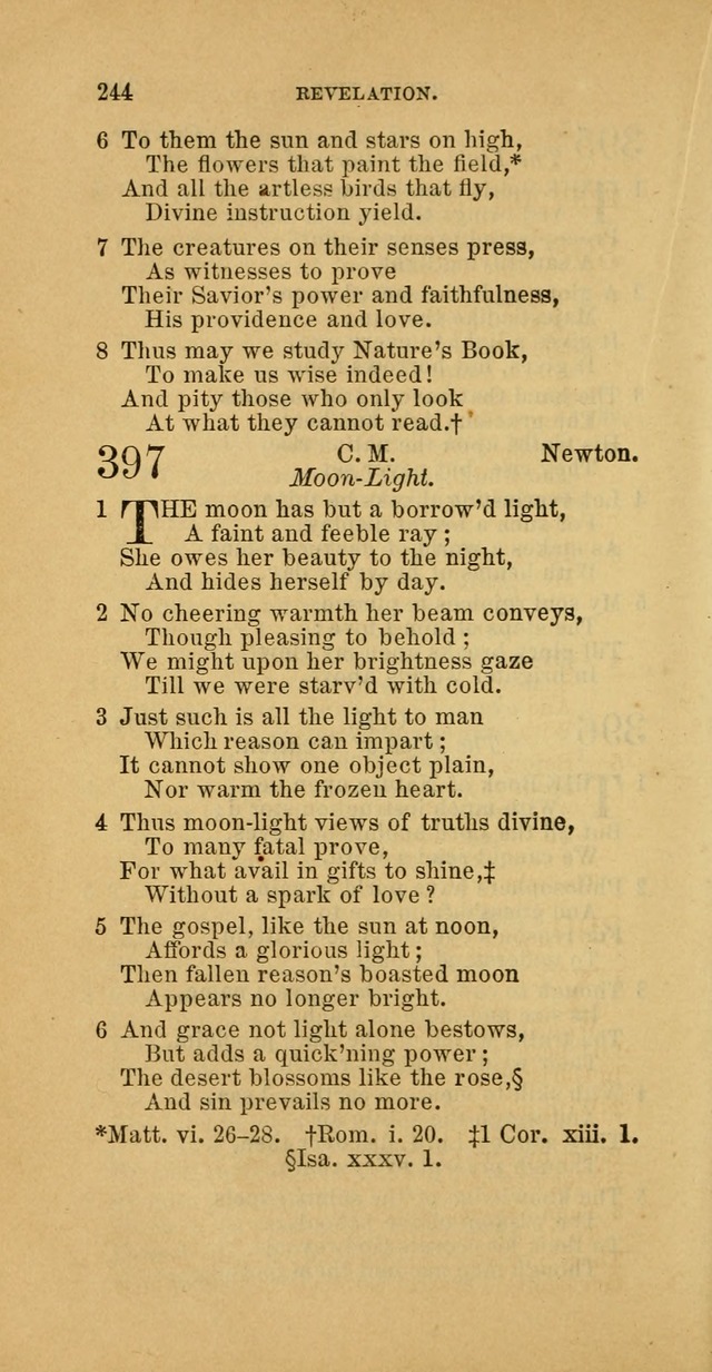 The Baptist Hymn Book: comprising a large and choice collection of psalms, hymns and spiritual songs, adapted to the faith and order of the Old School, or Primitive Baptists (2nd stereotype Ed.) page 244