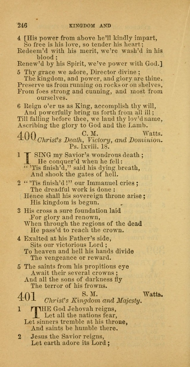 The Baptist Hymn Book: comprising a large and choice collection of psalms, hymns and spiritual songs, adapted to the faith and order of the Old School, or Primitive Baptists (2nd stereotype Ed.) page 246