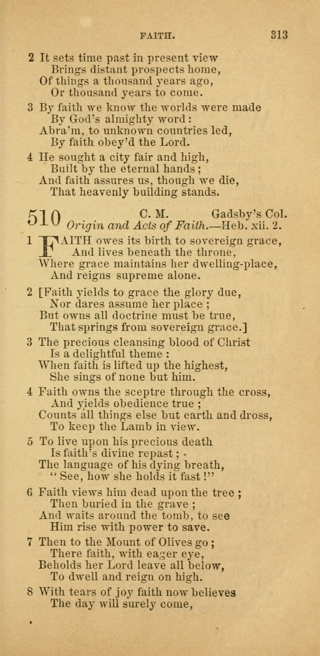 The Baptist Hymn Book: comprising a large and choice collection of psalms, hymns and spiritual songs, adapted to the faith and order of the Old School, or Primitive Baptists (2nd stereotype Ed.) page 315