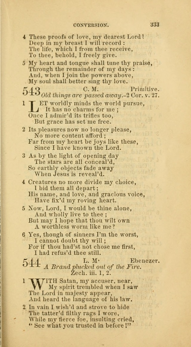The Baptist Hymn Book: comprising a large and choice collection of psalms, hymns and spiritual songs, adapted to the faith and order of the Old School, or Primitive Baptists (2nd stereotype Ed.) page 335
