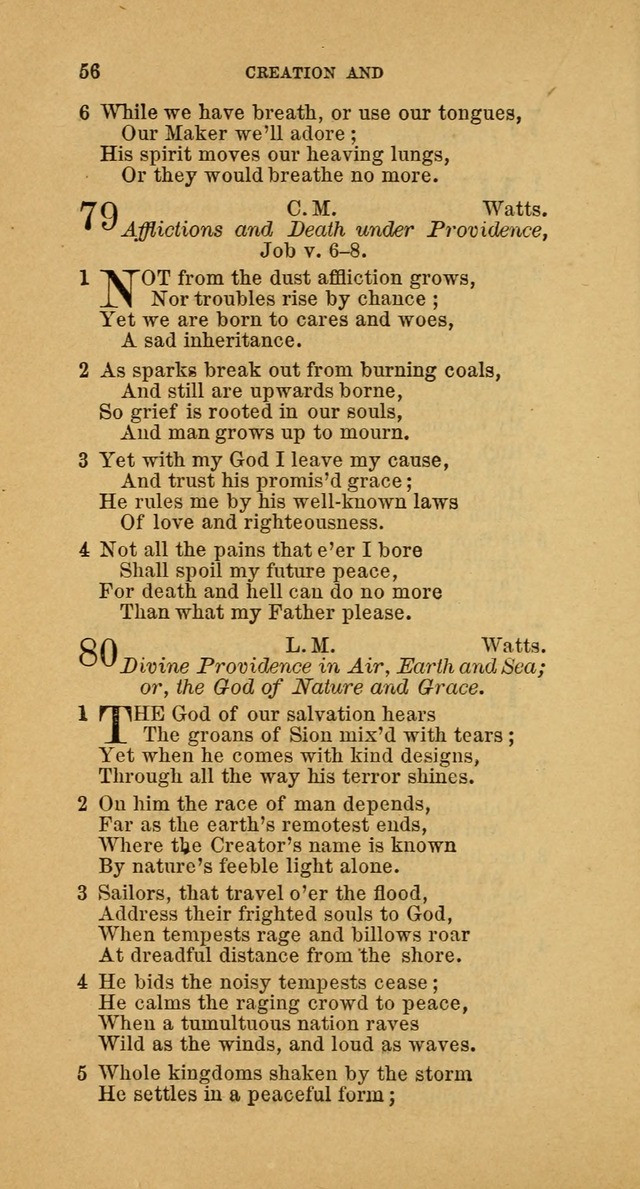 The Baptist Hymn Book: comprising a large and choice collection of psalms, hymns and spiritual songs, adapted to the faith and order of the Old School, or Primitive Baptists (2nd stereotype Ed.) page 56