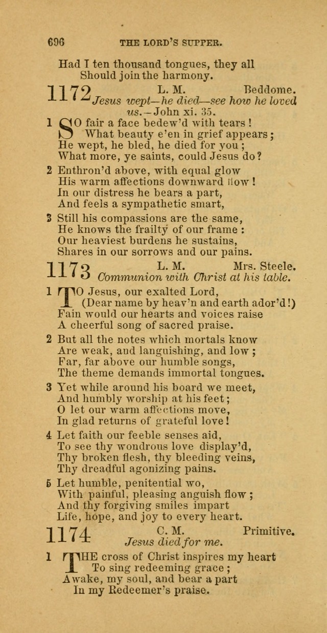 The Baptist Hymn Book: comprising a large and choice collection of psalms, hymns and spiritual songs, adapted to the faith and order of the Old School, or Primitive Baptists (2nd stereotype Ed.) page 698