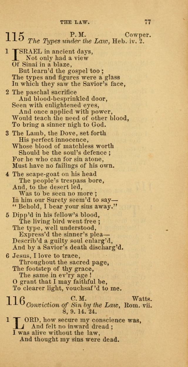 The Baptist Hymn Book: comprising a large and choice collection of psalms, hymns and spiritual songs, adapted to the faith and order of the Old School, or Primitive Baptists (2nd stereotype Ed.) page 77