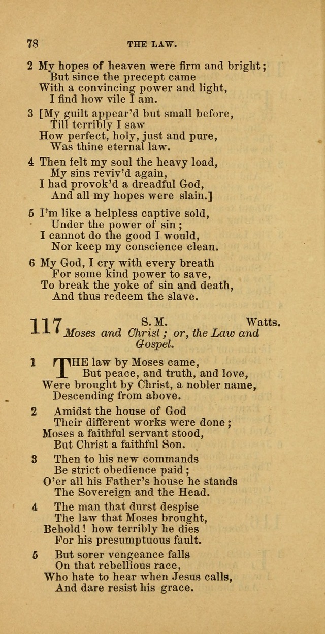 The Baptist Hymn Book: comprising a large and choice collection of psalms, hymns and spiritual songs, adapted to the faith and order of the Old School, or Primitive Baptists (2nd stereotype Ed.) page 78