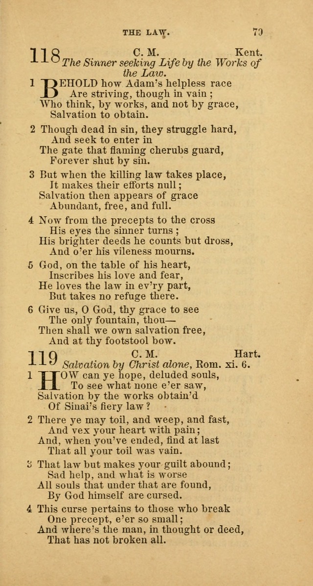 The Baptist Hymn Book: comprising a large and choice collection of psalms, hymns and spiritual songs, adapted to the faith and order of the Old School, or Primitive Baptists (2nd stereotype Ed.) page 79