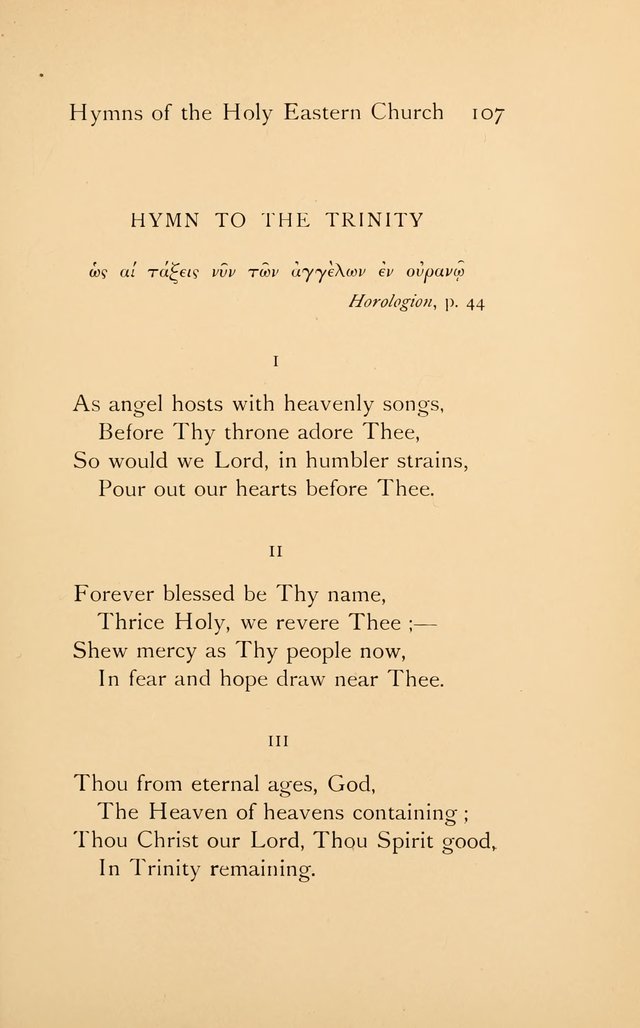 Hymns of the Holy Eastern Church: translated from the service books with introductory chapters on the history, doctrine, and worship of the church page 107