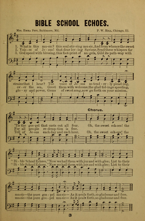 Bible School Echoes, and Sacred Hymns page 3