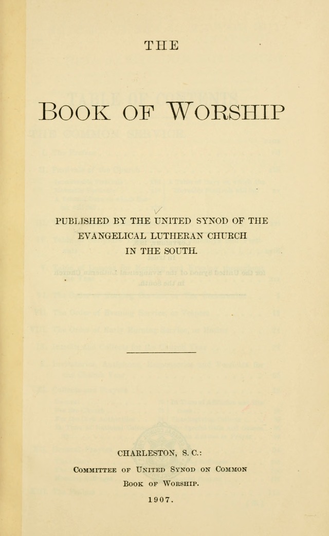 The Book of Worship page vii