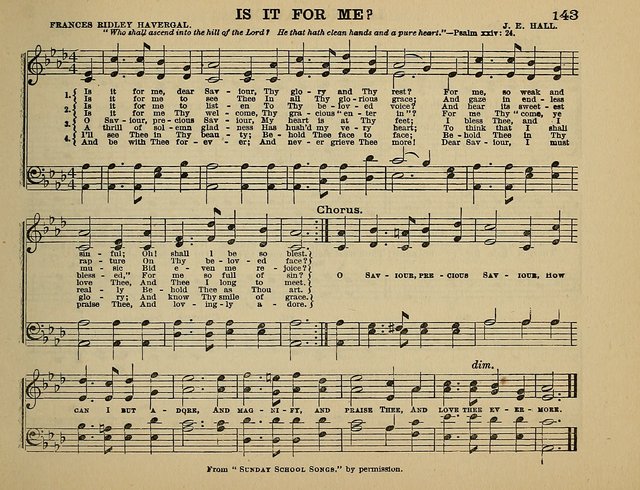 The Banner of Victory: a choice selection of songs, duets, quartets, and choruses, for Sunday schools, prayer and praise meetings, and the fireside page 143