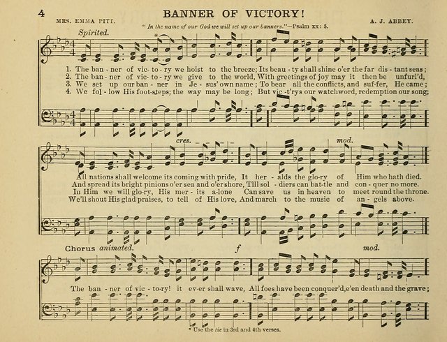 The Banner of Victory: a choice selection of songs, duets, quartets, and choruses, for Sunday schools, prayer and praise meetings, and the fireside page 4
