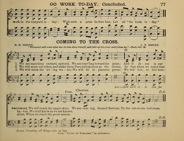The Banner of Victory: a choice selection of songs, duets, quartets, and choruses, for Sunday schools, prayer and praise meetings, and the fireside page 77