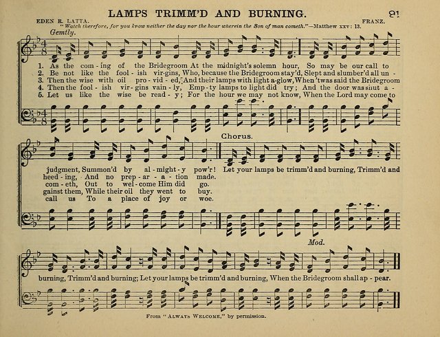 The Banner of Victory: a choice selection of songs, duets, quartets, and choruses, for Sunday schools, prayer and praise meetings, and the fireside page 91
