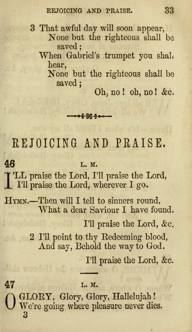 The Chorus: or, a collection of choruses and hymns, selected and original, adapted especially to the class-room, and to meetings for prayer and Christian conference (7th ed., Imp. and Enl.) page 33