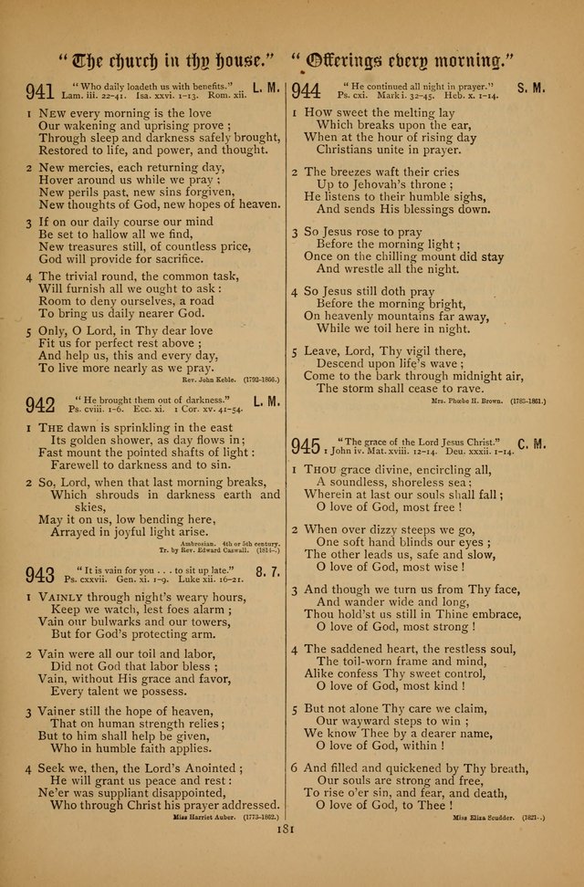 The Clifton Chapel Collection of "Psalms, Hymns, and Spiritual Songs": for public, social and family worship and private devotions at the Sanitarium, Clifton Springs, N. Y. page 181
