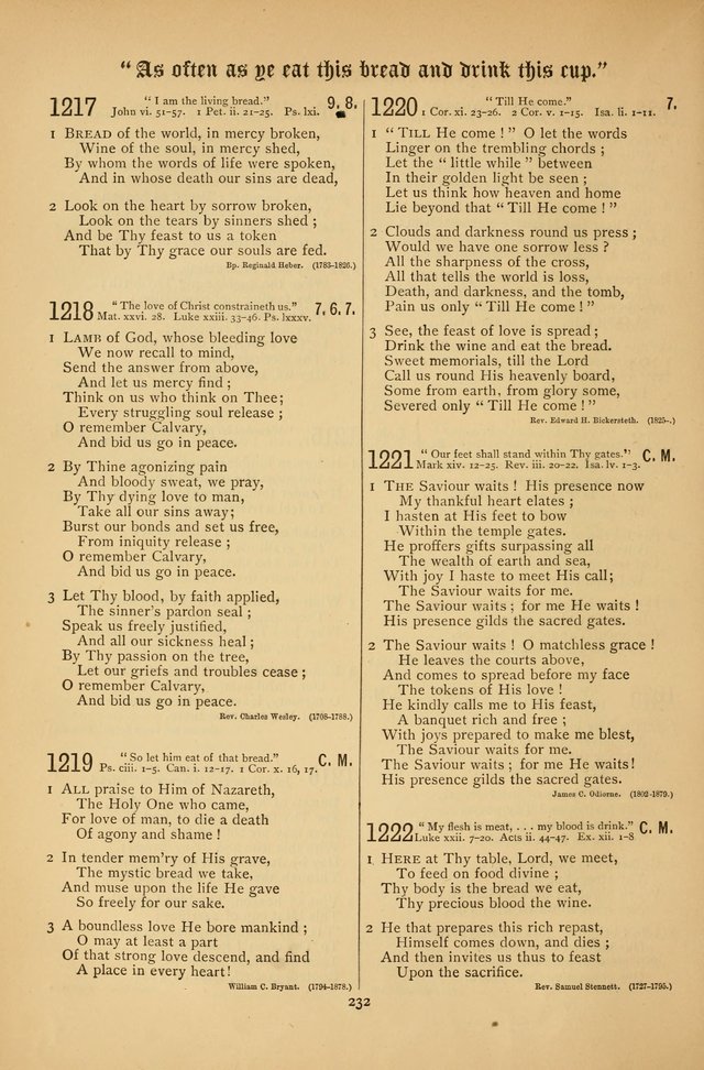 The Clifton Chapel Collection of "Psalms, Hymns, and Spiritual Songs": for public, social and family worship and private devotions at the Sanitarium, Clifton Springs, N. Y. page 232