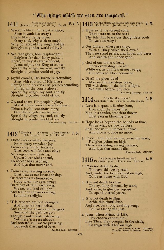The Clifton Chapel Collection of "Psalms, Hymns, and Spiritual Songs": for public, social and family worship and private devotions at the Sanitarium, Clifton Springs, N. Y. page 271