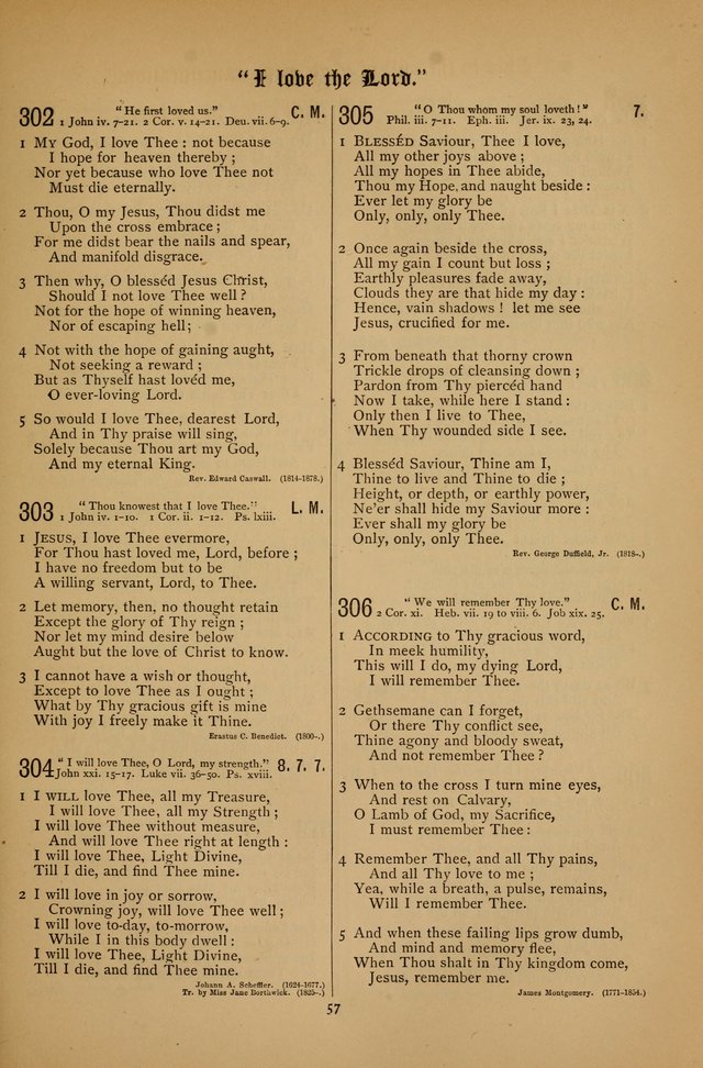 The Clifton Chapel Collection of "Psalms, Hymns, and Spiritual Songs": for public, social and family worship and private devotions at the Sanitarium, Clifton Springs, N. Y. page 57