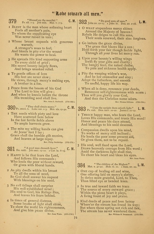 The Clifton Chapel Collection of "Psalms, Hymns, and Spiritual Songs": for public, social and family worship and private devotions at the Sanitarium, Clifton Springs, N. Y. page 72