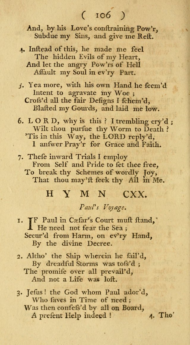 The Christians Duty, exhibited, in a series of Hymns: collected from various authors, designed for the worship of God, and for the edification of Christians (1st Ed.) page 106