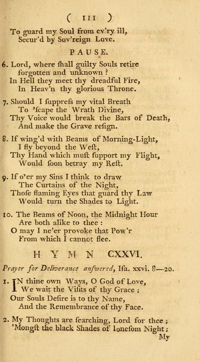 The Christians Duty, exhibited, in a series of Hymns: collected from various authors, designed for the worship of God, and for the edification of Christians (1st Ed.) page 111