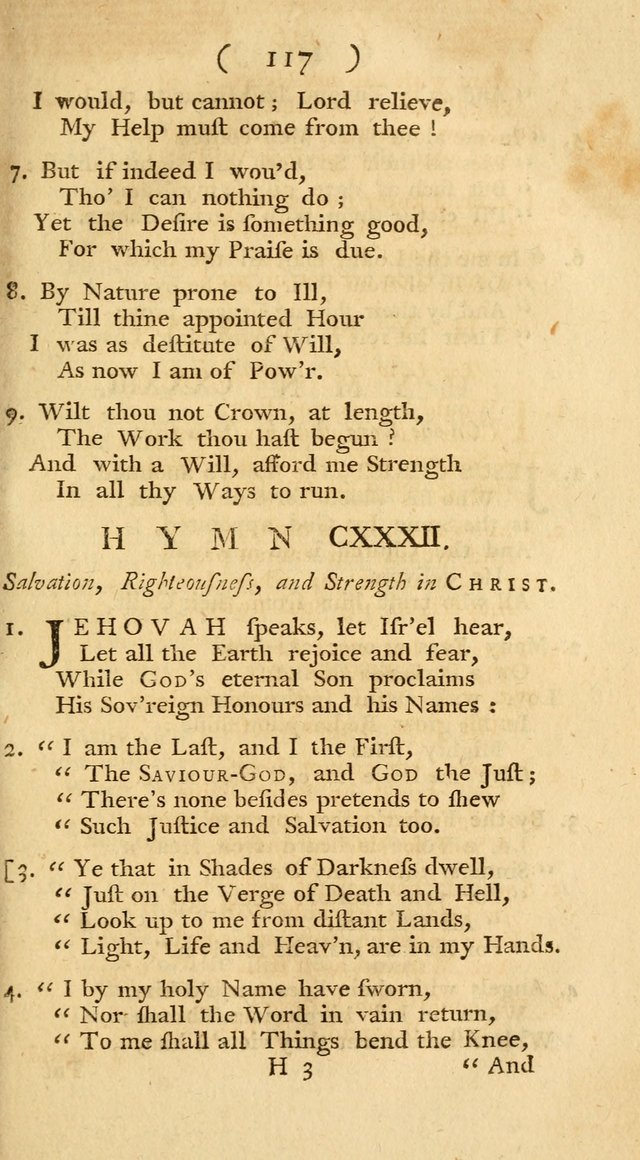 The Christians Duty, exhibited, in a series of Hymns: collected from various authors, designed for the worship of God, and for the edification of Christians (1st Ed.) page 117