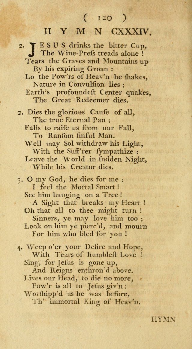 The Christians Duty, exhibited, in a series of Hymns: collected from various authors, designed for the worship of God, and for the edification of Christians (1st Ed.) page 120