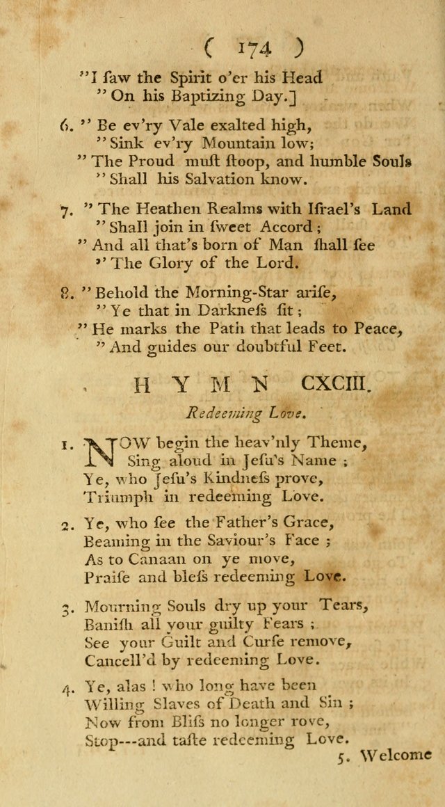 The Christians Duty, exhibited, in a series of Hymns: collected from various authors, designed for the worship of God, and for the edification of Christians (1st Ed.) page 174