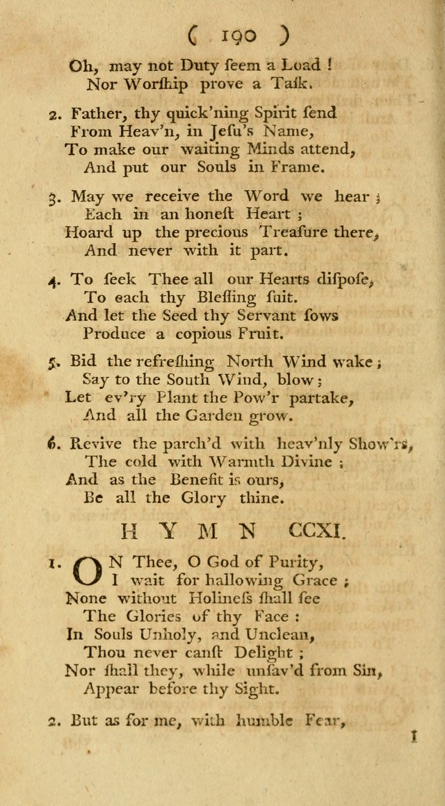The Christians Duty, exhibited, in a series of Hymns: collected from various authors, designed for the worship of God, and for the edification of Christians (1st Ed.) page 190