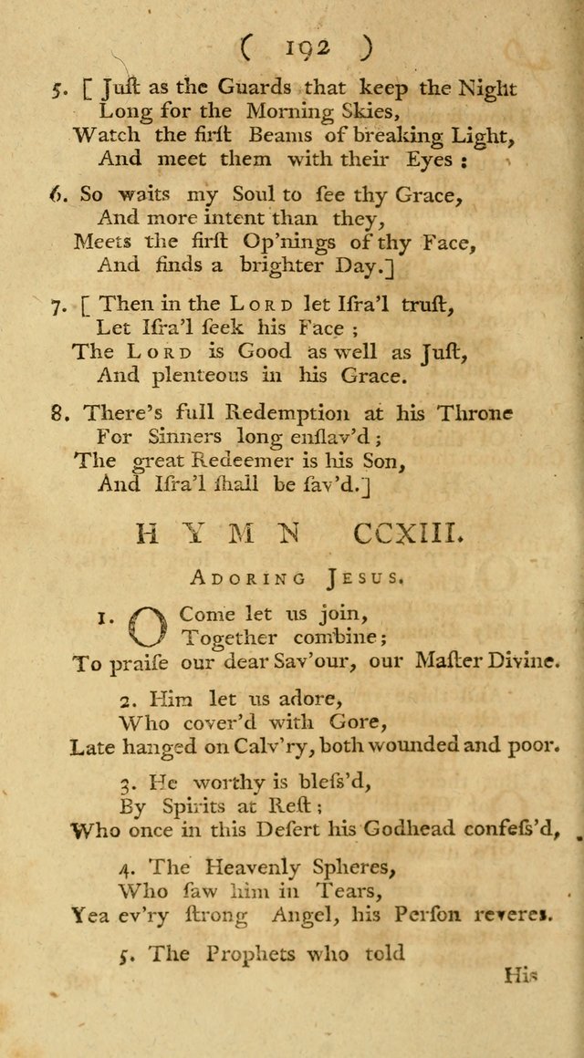 The Christians Duty, exhibited, in a series of Hymns: collected from various authors, designed for the worship of God, and for the edification of Christians (1st Ed.) page 192