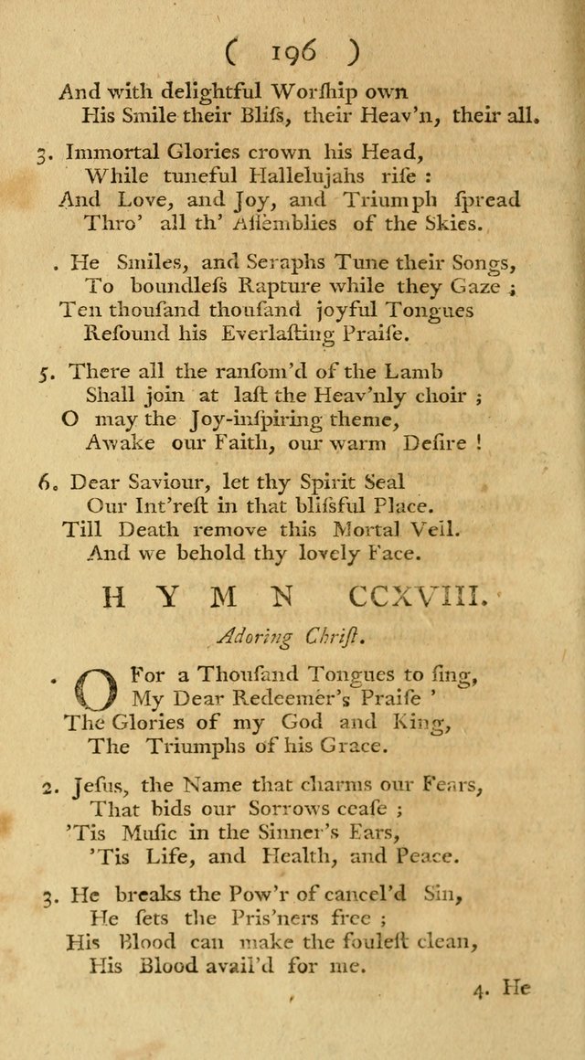 The Christians Duty, exhibited, in a series of Hymns: collected from various authors, designed for the worship of God, and for the edification of Christians (1st Ed.) page 196