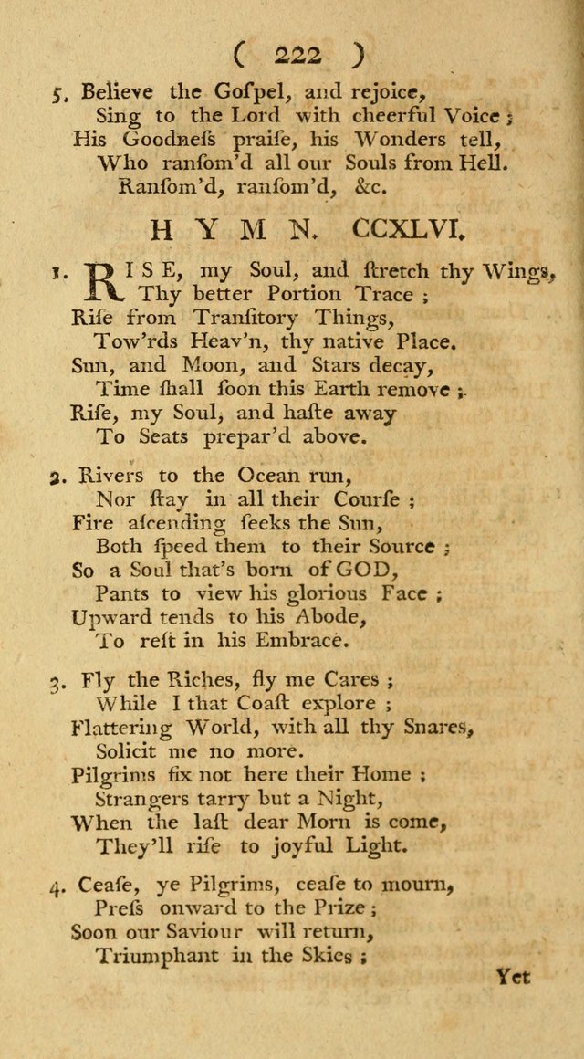 The Christians Duty, exhibited, in a series of Hymns: collected from various authors, designed for the worship of God, and for the edification of Christians (1st Ed.) page 222