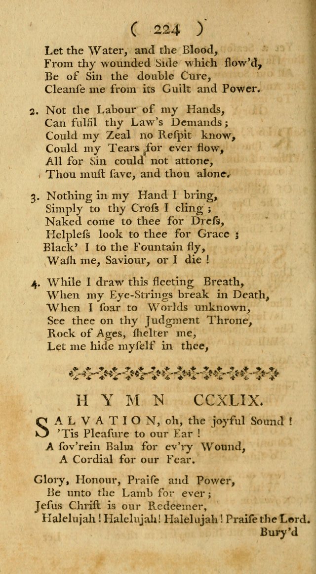 The Christians Duty, exhibited, in a series of Hymns: collected from various authors, designed for the worship of God, and for the edification of Christians (1st Ed.) page 224