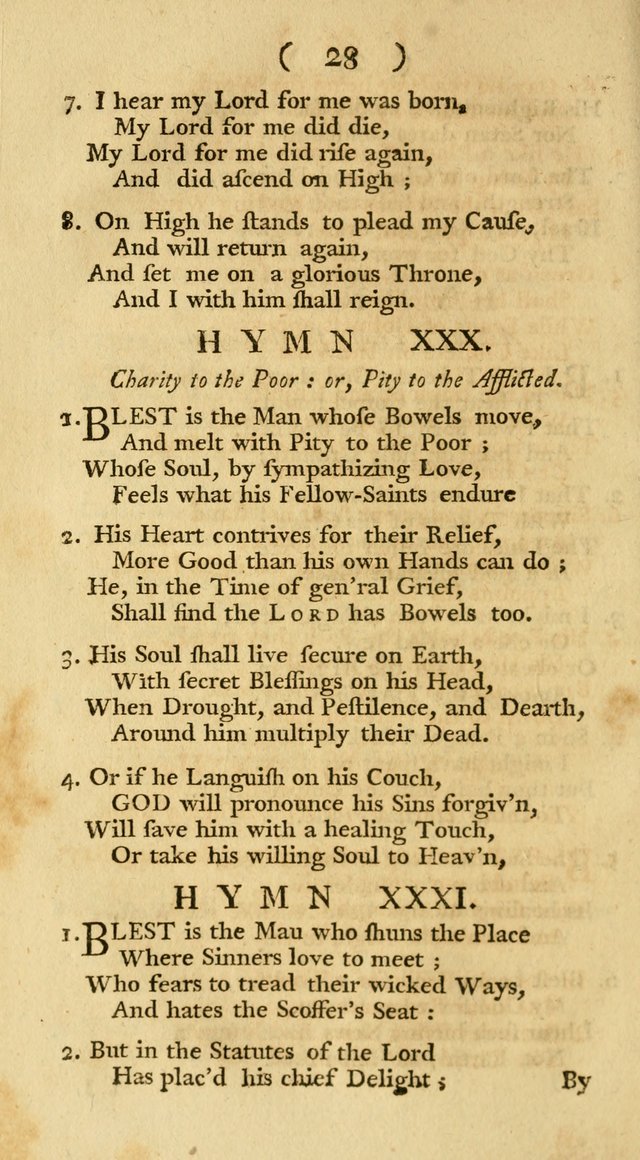 The Christians Duty, exhibited, in a series of Hymns: collected from various authors, designed for the worship of God, and for the edification of Christians (1st Ed.) page 28
