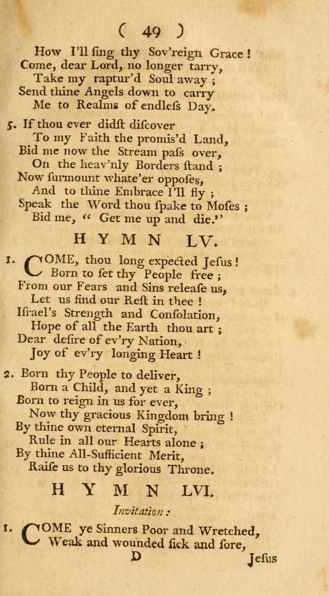 The Christians Duty, exhibited, in a series of Hymns: collected from various authors, designed for the worship of God, and for the edification of Christians (1st Ed.) page 49