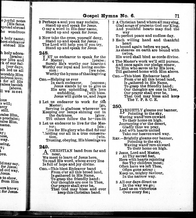 Christian Endeavor Edition of Gospel Hymns No. 6: Canadian ed. (words only) page 70