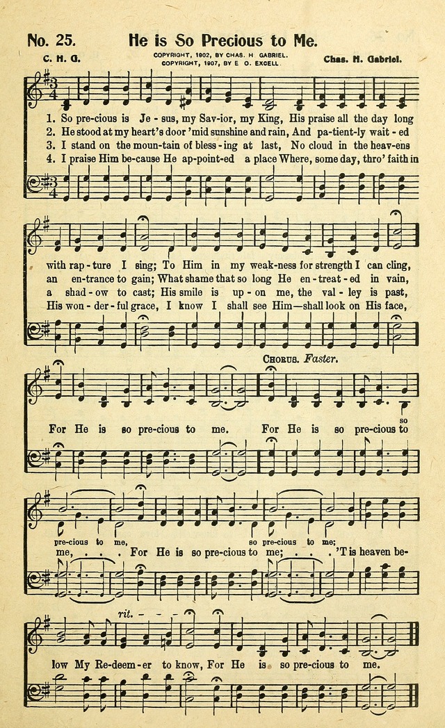 Christian Gospel Hymns: for church, Sunday school, and evangelistic meetings: contains the cream of all the old songs, and the very best of all the new page 25
