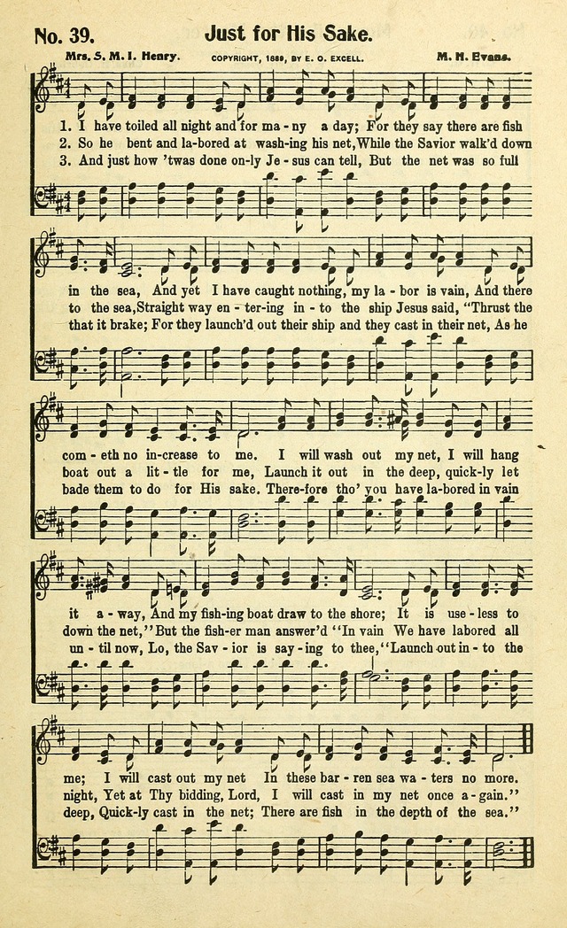 Christian Gospel Hymns: for church, Sunday school, and evangelistic meetings: contains the cream of all the old songs, and the very best of all the new page 39