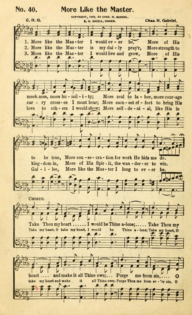 Christian Gospel Hymns: for church, Sunday school, and evangelistic meetings: contains the cream of all the old songs, and the very best of all the new page 40