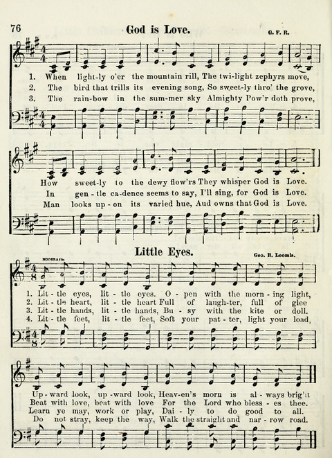 Chapel Gems for Sunday Schools: selected from "Our Song Birds," for 1866, the "Snow bird," the "Robin," the "Red bird" and the "Dove" page 76