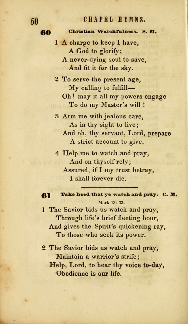 Chapel Hymns: a selection of hymns, with appropriate tunes; adapted to vestry or other social religious meetings page 50