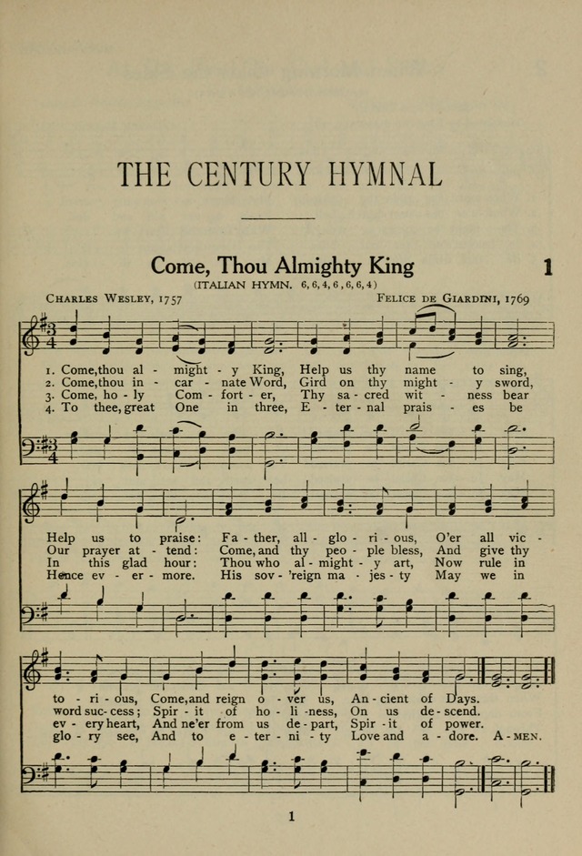 The Century Hymnal page 1