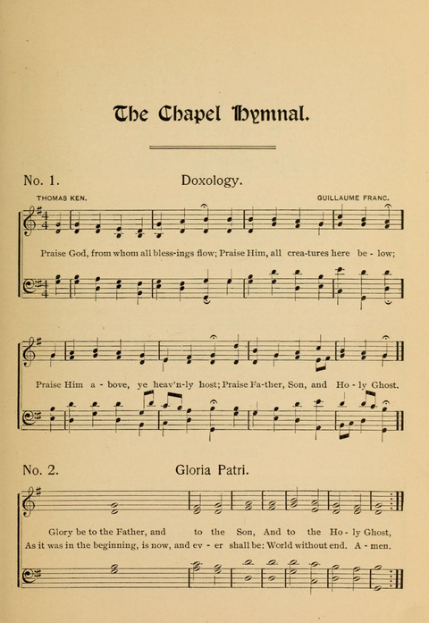 The Chapel Hymnal: hymns and songs (Fifth ed.) page 1