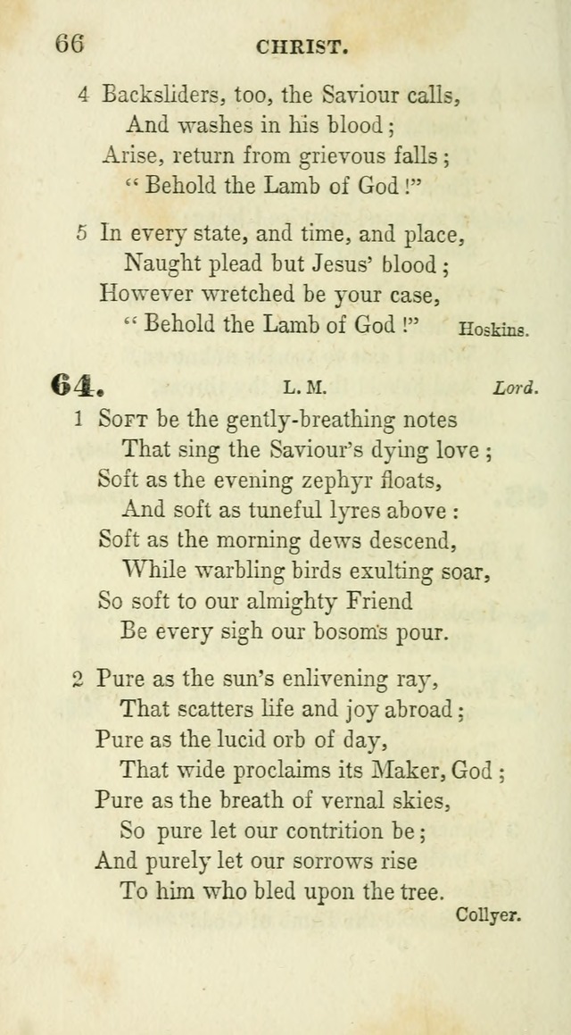 Conference Hymns : adapted to religious conferences, and meetings for prayer, to which is added a selection of the most favorite melodies in common use page 66
