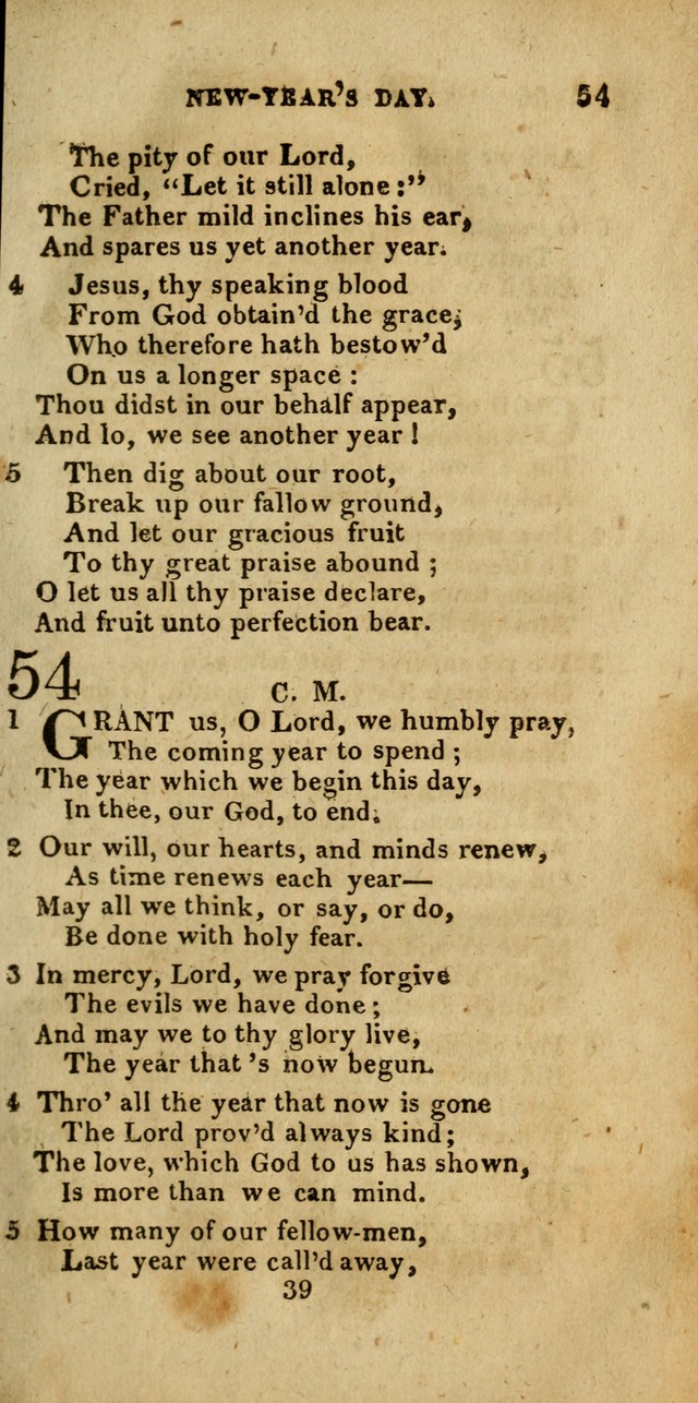 Church Hymn Book; consisting of hymns and psalms, original and selected. adapted to public worship and many other occasions. 2nd ed. page 39