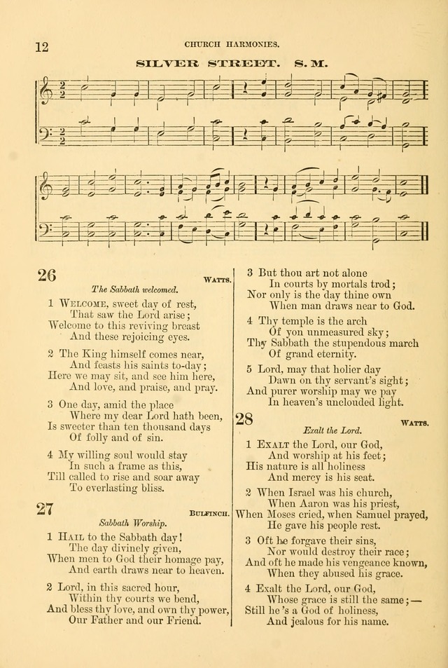 Church Harmonies: a collection of hymns and tunes for the use of Congregations page 12