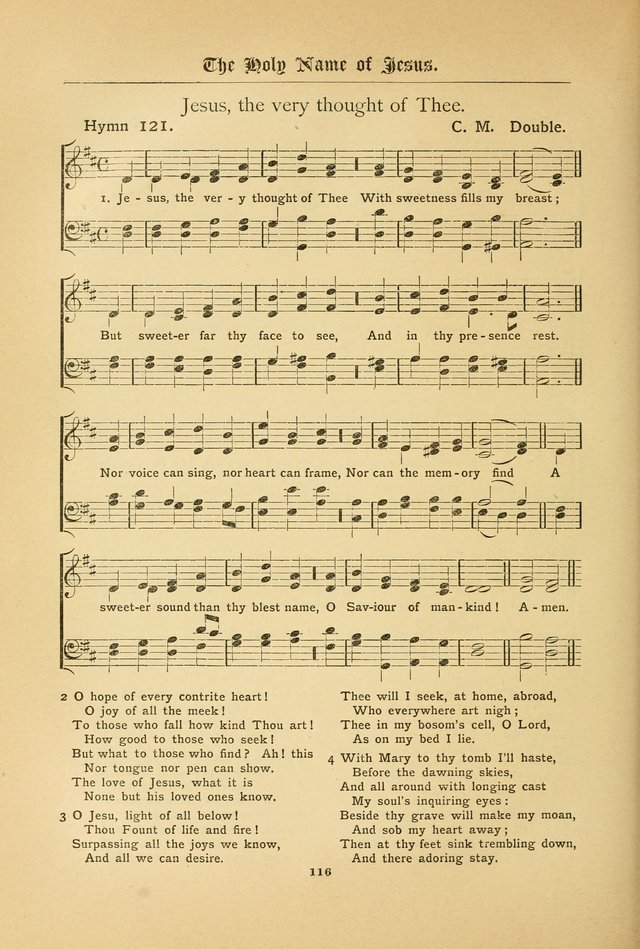 The Catholic Hymnal: containing hymns for congregational and home use, and the vesper psalms, the office of compline, the litanies, hymns at benediction, etc. page 116