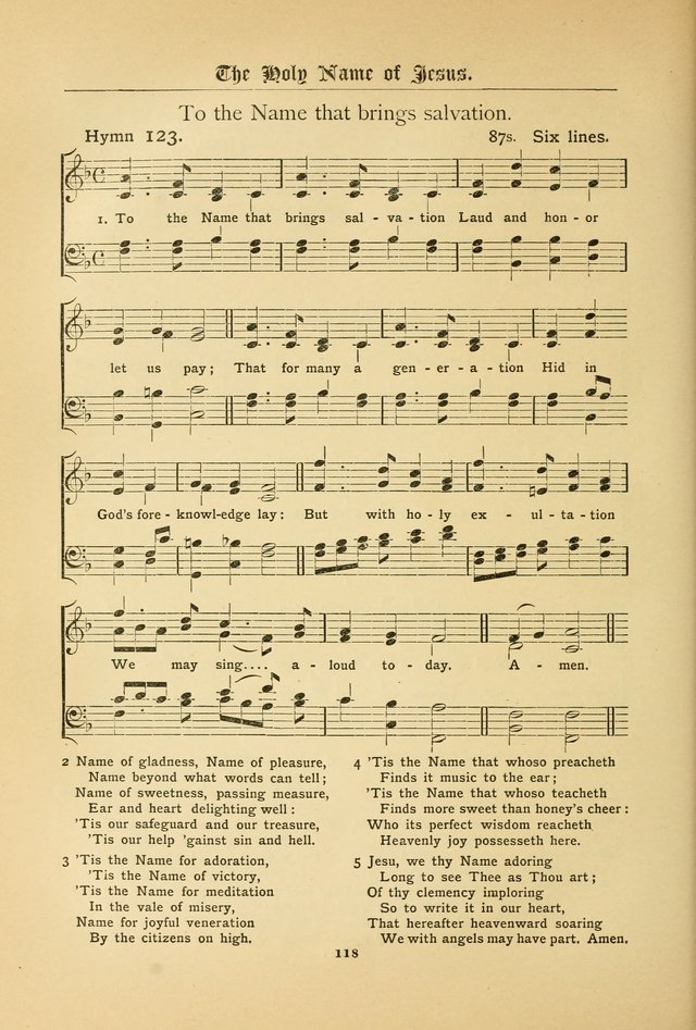 The Catholic Hymnal: containing hymns for congregational and home use, and the vesper psalms, the office of compline, the litanies, hymns at benediction, etc. page 118