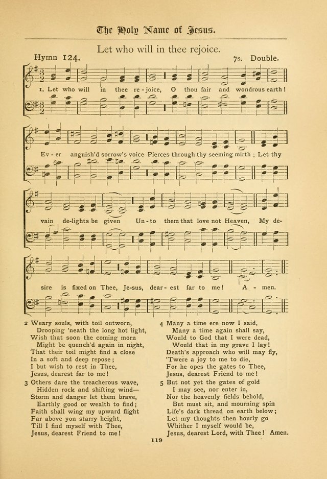 The Catholic Hymnal: containing hymns for congregational and home use, and the vesper psalms, the office of compline, the litanies, hymns at benediction, etc. page 119