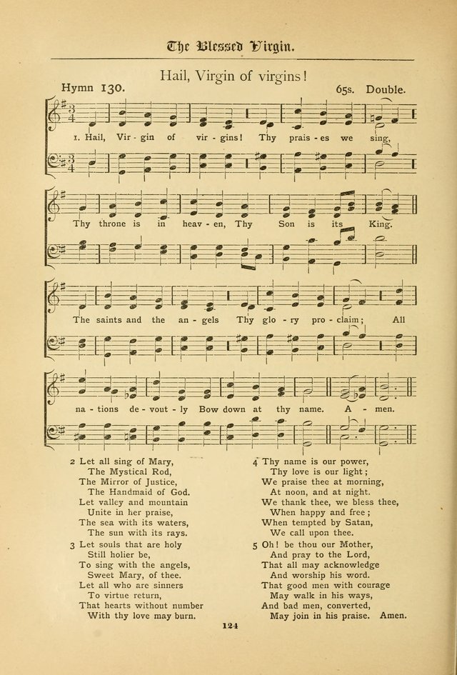 The Catholic Hymnal: containing hymns for congregational and home use, and the vesper psalms, the office of compline, the litanies, hymns at benediction, etc. page 124
