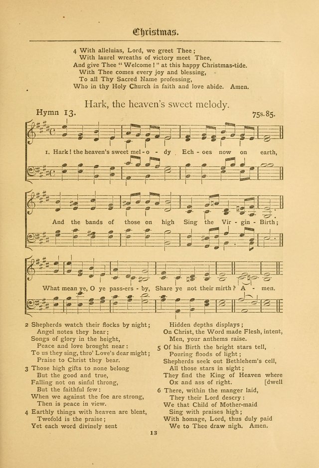 The Catholic Hymnal: containing hymns for congregational and home use, and the vesper psalms, the office of compline, the litanies, hymns at benediction, etc. page 13